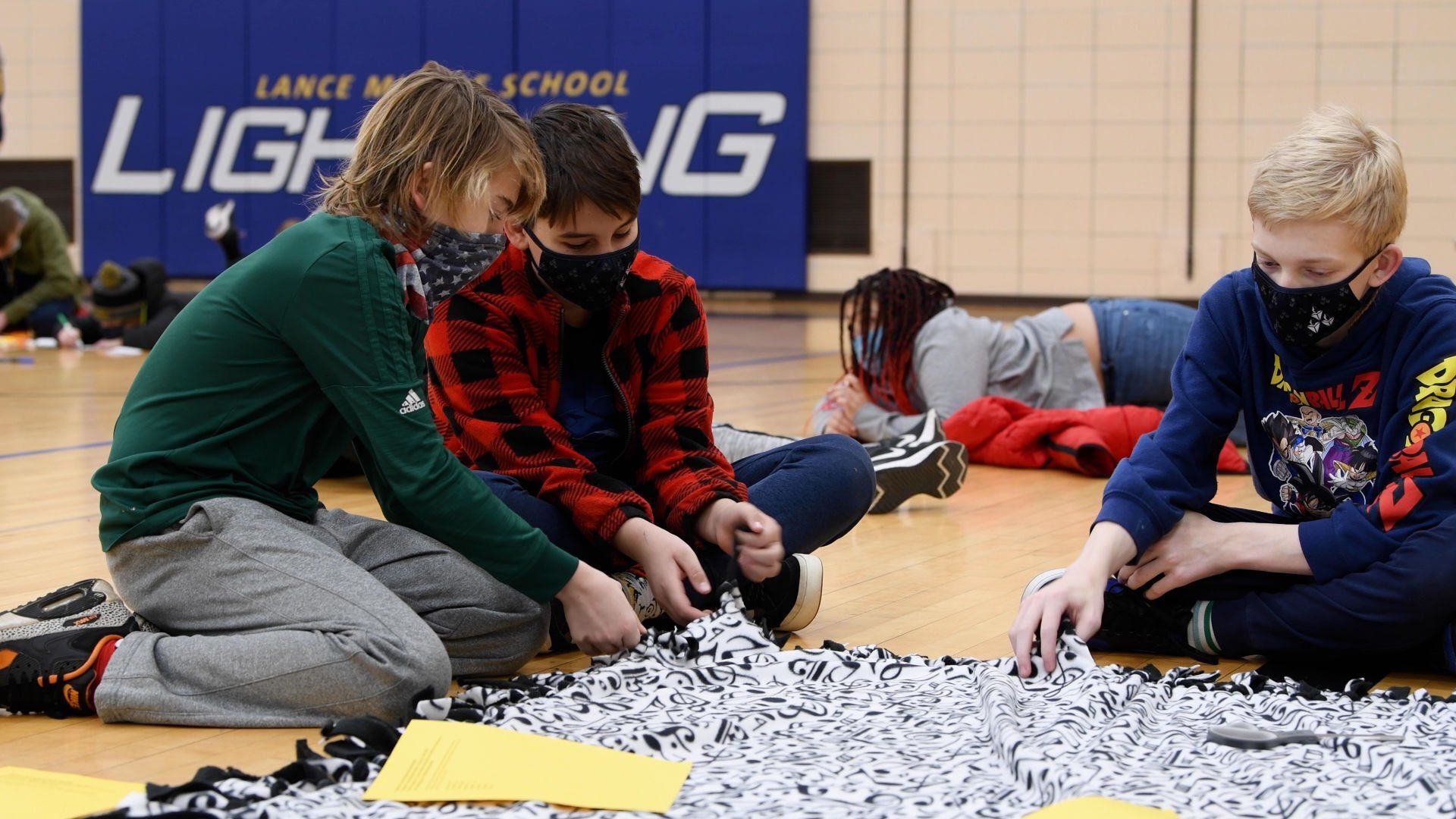 Fleece blanket assembly at Lance Middle School